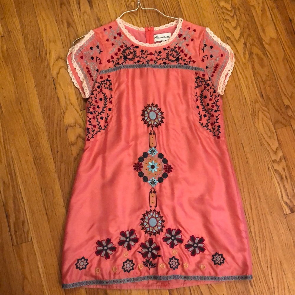 Pink silk shift dress